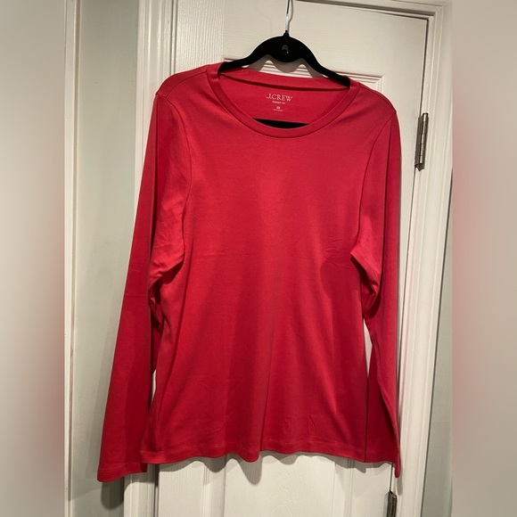 NWOT J. Crew Size 2X Perfect Fit Tee Shirt Long Sleeve Cotton Crew Pink - Picture 1 of 9